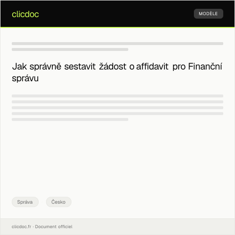 Document preview: Podání žádosti o affidavit — Správa, Česko