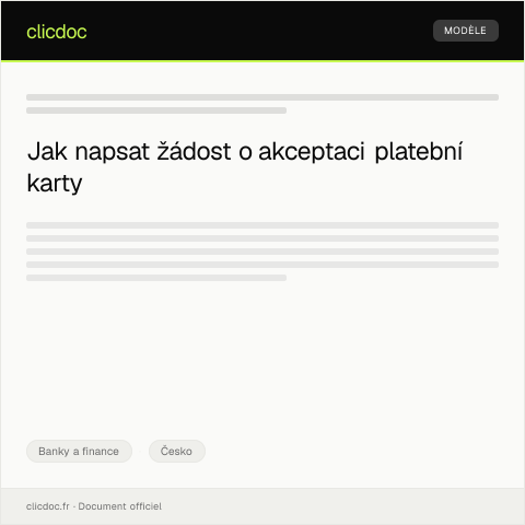 Document preview: Žádost o akceptaci platební karty — Banky a finance, Česko