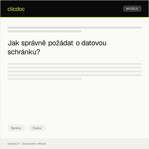 Document preview: Podání žádosti o datovou schránku — Správa, Česko