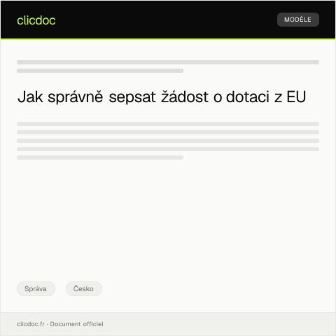 Document preview: Žádost o dotaci z dotačního fondu EU — Správa, Česko