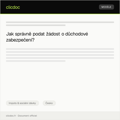 Document preview: Žádost o důchodové zabezpečení — Impots & sociální dávky, Česko