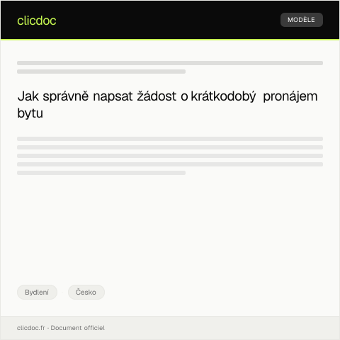 Document preview: Žádost o krátkodobý pronájem bytu — Bydlení, Česko