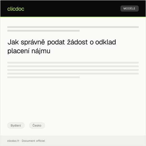Document preview: Žádost o odklad placení nájmu — Bydlení, Česko