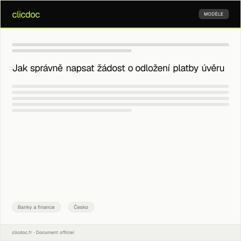 Document preview: Žádost o odložení platby úvěru — Banky a finance, Česko