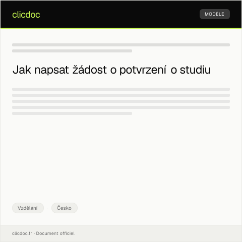 Document preview: Žádost o potvrzení o studiu — Vzdělání, Česko