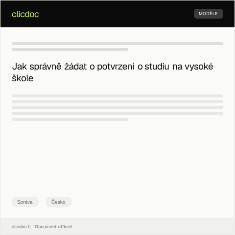 Document preview: Podání žádosti o potvrzení o studiu na vysoké škole — Správa, Česko