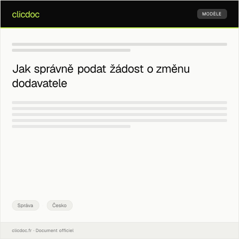 Document preview: Žádost o přechod k jinému dodavateli — Správa, Česko