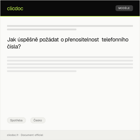 Document preview: Žádost o přenositelnost telefonního čísla — Spotřeba, Česko