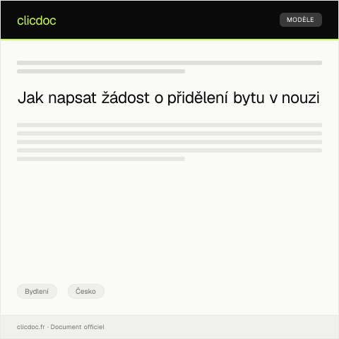 Document preview: Žádost o přidělení bytu v nouzi — Bydlení, Česko