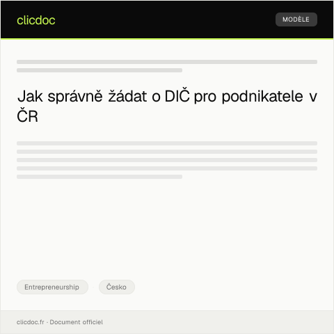 Document preview: Žádost o přidělení DIČ — Entrepreneurship, Česko