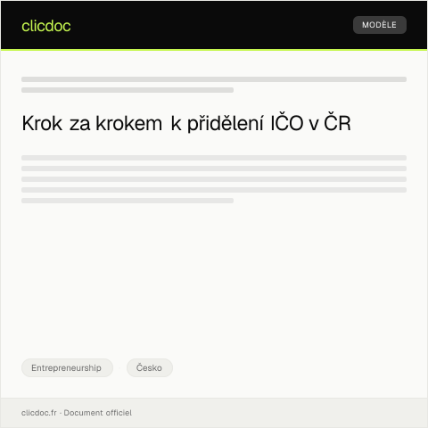Document preview: Žádost o přidělení identifikačního čísla osoby (IČO) — Entrepreneurship, Česko