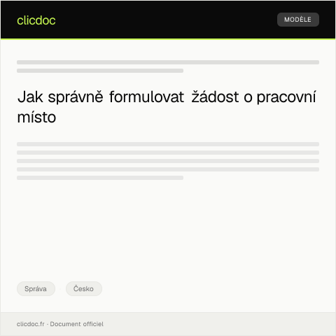 Document preview: Žádost o přidělení pracovního místa v rámci firmy — Správa, Česko