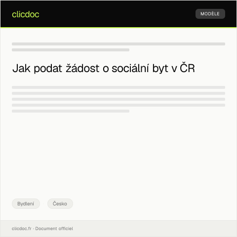 Document preview: Žádost o přidělení sociálního bytu — Bydlení, Česko