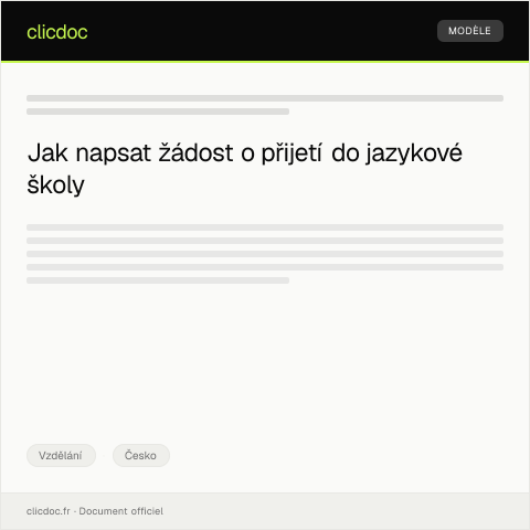 Document preview: Žádost o přijetí do jazykové školy — Vzdělání, Česko