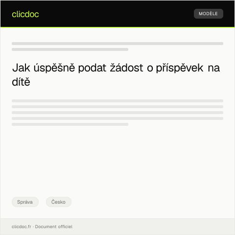 Document preview: Podání žádosti o příspěvek na dítě v rámci daňových odpočtů — Správa, Česko