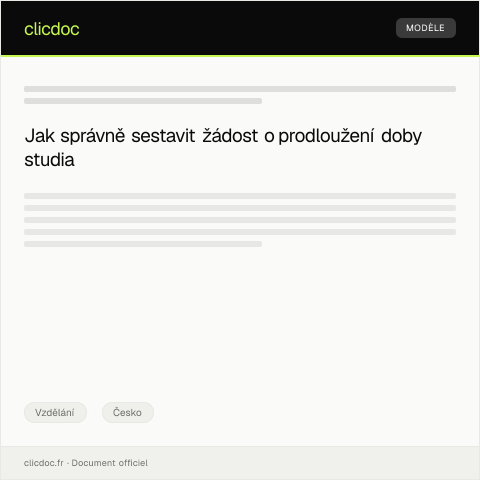 Document preview: Žádost o prodloužení doby studia — Vzdělání, Česko