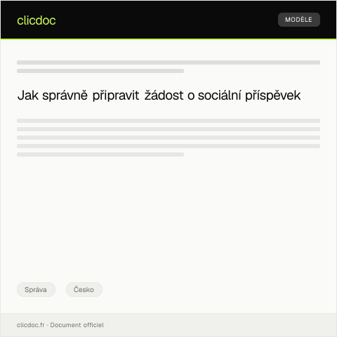 Document preview: Žádost o sociální příspěvek — Správa, Česko