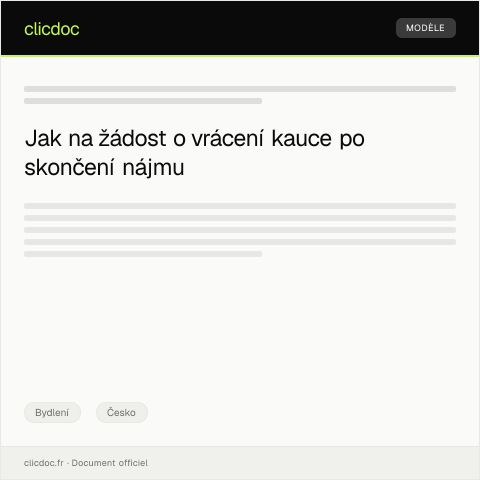 Document preview: Žádost o vrácení kauce — Bydlení, Česko