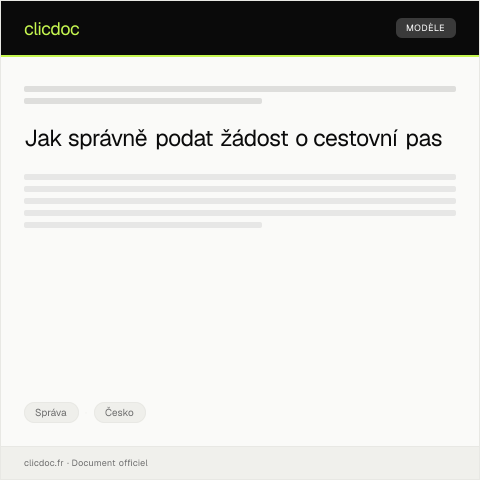 Document preview: Žádost o vydání cestovního pasu — Správa, Česko