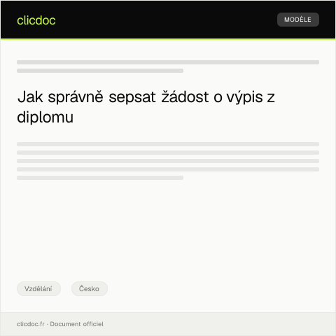 Document preview: Žádost o vydání výpisu z diplomu — Vzdělání, Česko