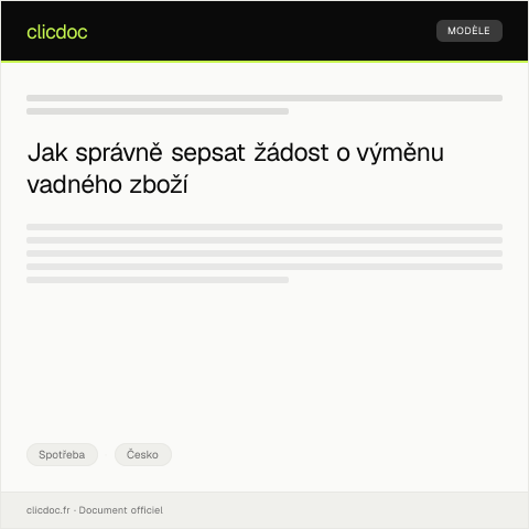 Document preview: Žádost o výměnu vadného zboží — Spotřeba, Česko