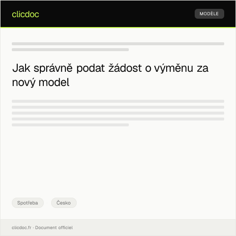 Document preview: Žádost o výměnu za nový model — Spotřeba, Česko
