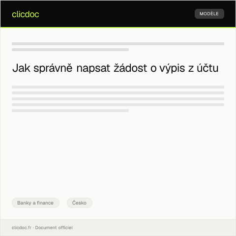 Document preview: Žádost o vystavení výpisu z účtu — Banky a finance, Česko