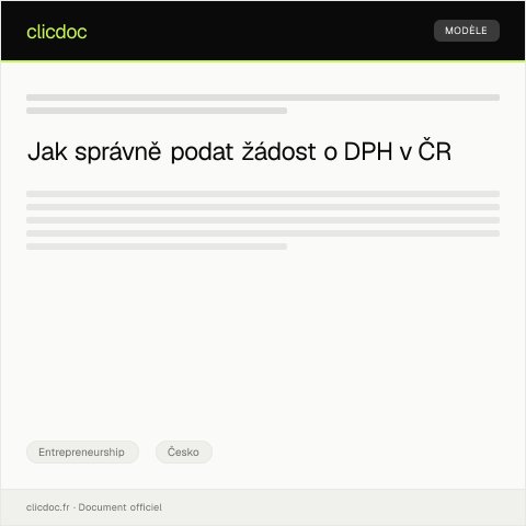 Document preview: Žádost o zápis do evidence plátců DPH — Entrepreneurship, Česko