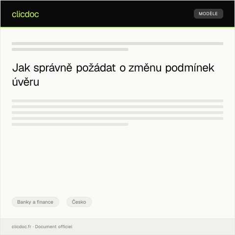 Document preview: Žádost o změnu podmínek úvěru — Banky a finance, Česko