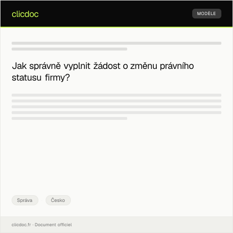Document preview: Žádost o změnu právního statusu firmy — Správa, Česko