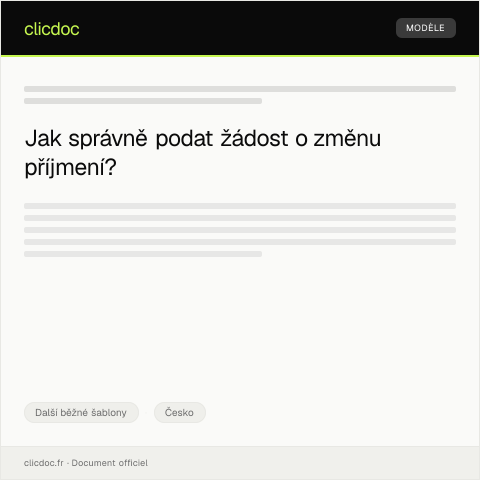 Document preview: Žádost o změnu příjmení — Další běžné šablony, Česko
