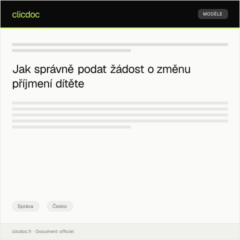 Document preview: Žádost o změnu příjmení dítěte — Správa, Česko