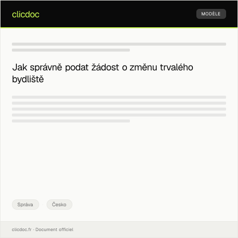 Document preview: Žádost o změnu trvalého bydliště — Správa, Česko