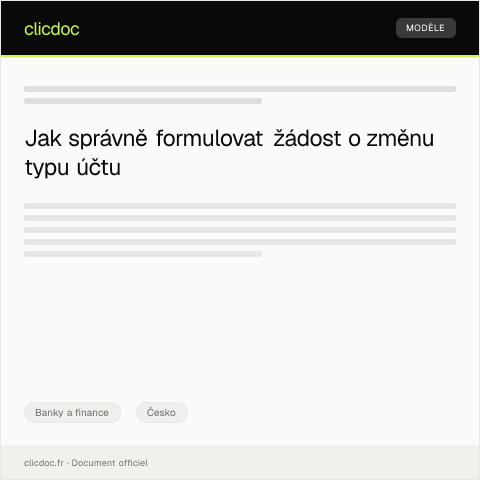 Document preview: Žádost o změnu typu účtu — Banky a finance, Česko