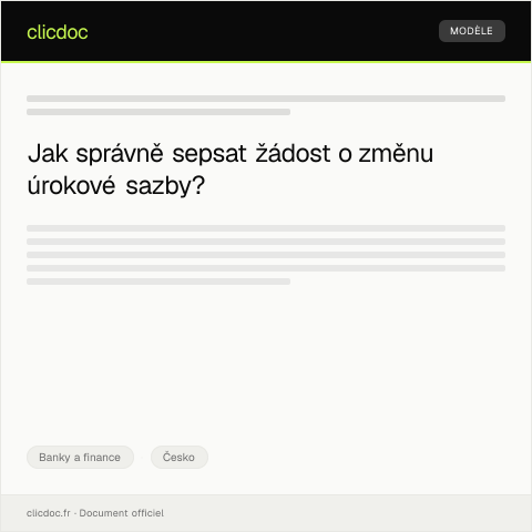 Document preview: Žádost o změnu úrokové sazby — Banky a finance, Česko
