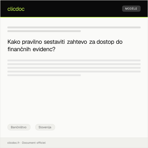 Document preview: Zahteva za dostop do finančnih evidenc prek eUprava — Bančništvo, Slovenija
