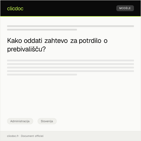 Document preview: Zahteva za pridobitev potrdila o prebivališču — Administracija, Slovenija