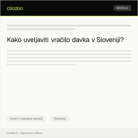 Document preview: Obrazec za zahtevo za vračilo davka — Davki in socialne pomoči, Slovenija