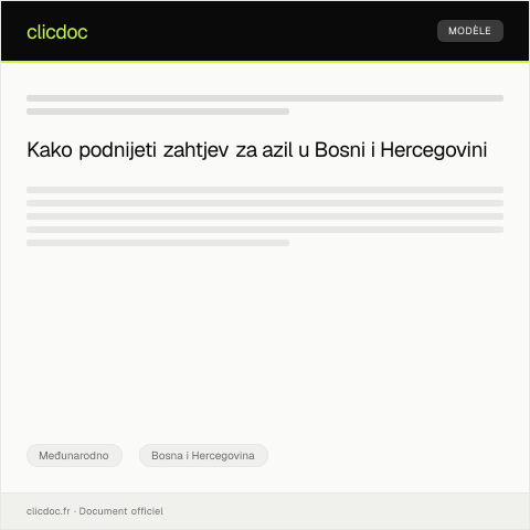 Document preview: Zahtjev za dodelu azila u Bosni i Hercegovini — Međunarodno, Bosna i Hercegovina