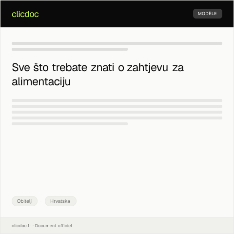 Document preview: Zahtjev za dodjelu alimentacije — Obitelj, Hrvatska