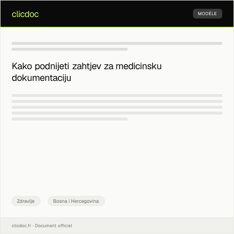 Document preview: Zahtjev za izdavanje kopije medicinske dokumentacije — Zdravlje, Bosna i Hercegovina