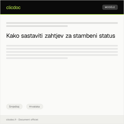 Document preview: Zahtjev za izdavanje potvrde o stambenom statusu za ishođenje državnih potpora — Smještaj, Hrvatska