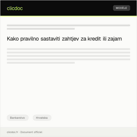 Document preview: Zahtjev za kredit ili zajam — Bankarstvo, Hrvatska