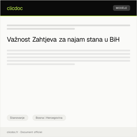 Document preview: Zahtjev za najam stana — Stanovanje, Bosna i Hercegovina