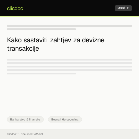 Document preview: Zahtjev za odobrenje deviznih transakcija — Bankarstvo & finansije, Bosna i Hercegovina