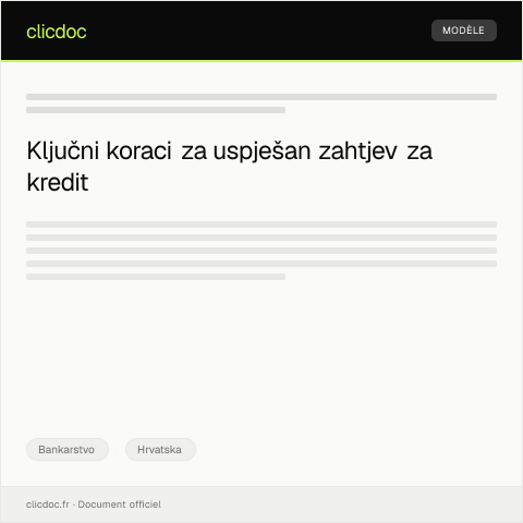 Document preview: Podnošenje zahtjeva za odobrenje kredita za obrt — Bankarstvo, Hrvatska