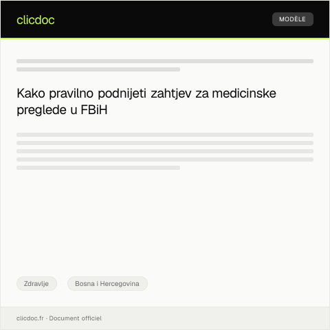 Document preview: Zahtjev za odobrenje medicinskih pregleda — Zdravlje, Bosna i Hercegovina