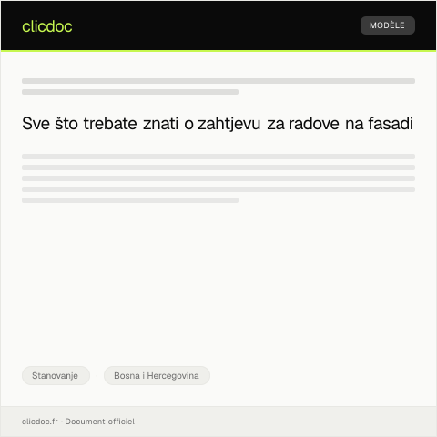 Document preview: Zahtjev za odobrenje za radove na fasadi — Stanovanje, Bosna i Hercegovina