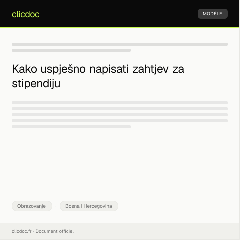 Document preview: Zahtjev za odobrenje stipendije — Obrazovanje, Bosna i Hercegovina