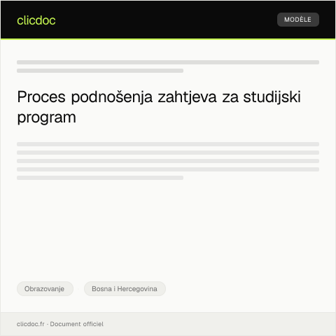 Document preview: Zahtjev za odobrenje za sudski priznat studijski program — Obrazovanje, Bosna i Hercegovina